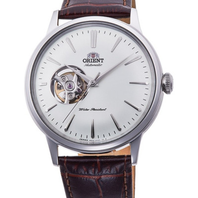 Orient Open Heart RA-AG0002S30B - Horloge Automaat staal-leder zilverkleurig-bruin 41 mm