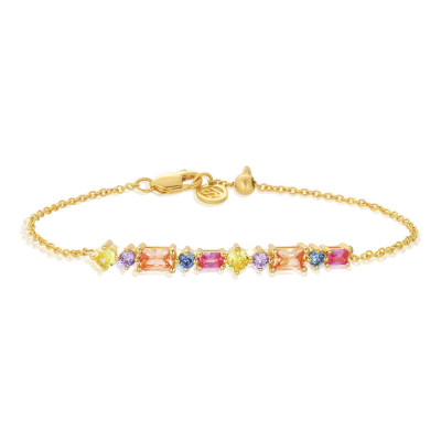 Sif Jakobs SJ-B12328-XCZ-YG Ivrea Collectie - Goudkleurige schakelarmband met kleurrijke zirkonia's