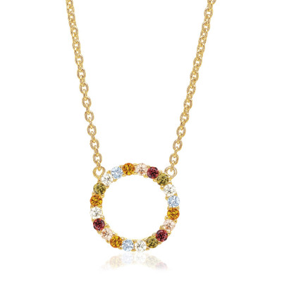 Sif Jakobs Biella SJ-C338-1-ACZ-YG - Gouden ronde ketting met hanger en zirkonia op zilver