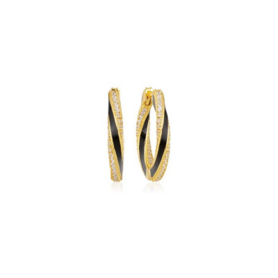 Sif Jakobs SJ-E12109-BECZ-SG - Klapoorringen met gold plating en zirkonia - Zwart/Transparant