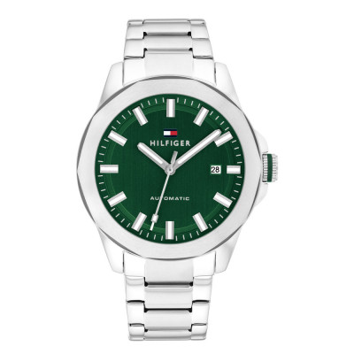 Tommy Hilfiger Lars TH1710694 - Zilverkleurig automatisch herenhorloge met groene wijzerplaat